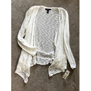 Style & Co White Lace Trim Cardigan NWT